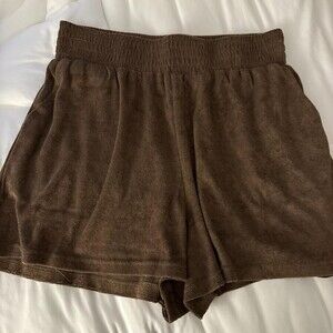 PrettyLittleThing Women’s Brown Lounge Shorts Size 6 Small Cozy Elastic Waist